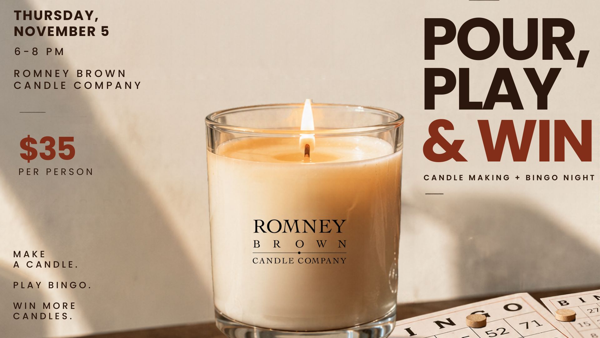 Candles and Bingo at Romney Brown Candle Company